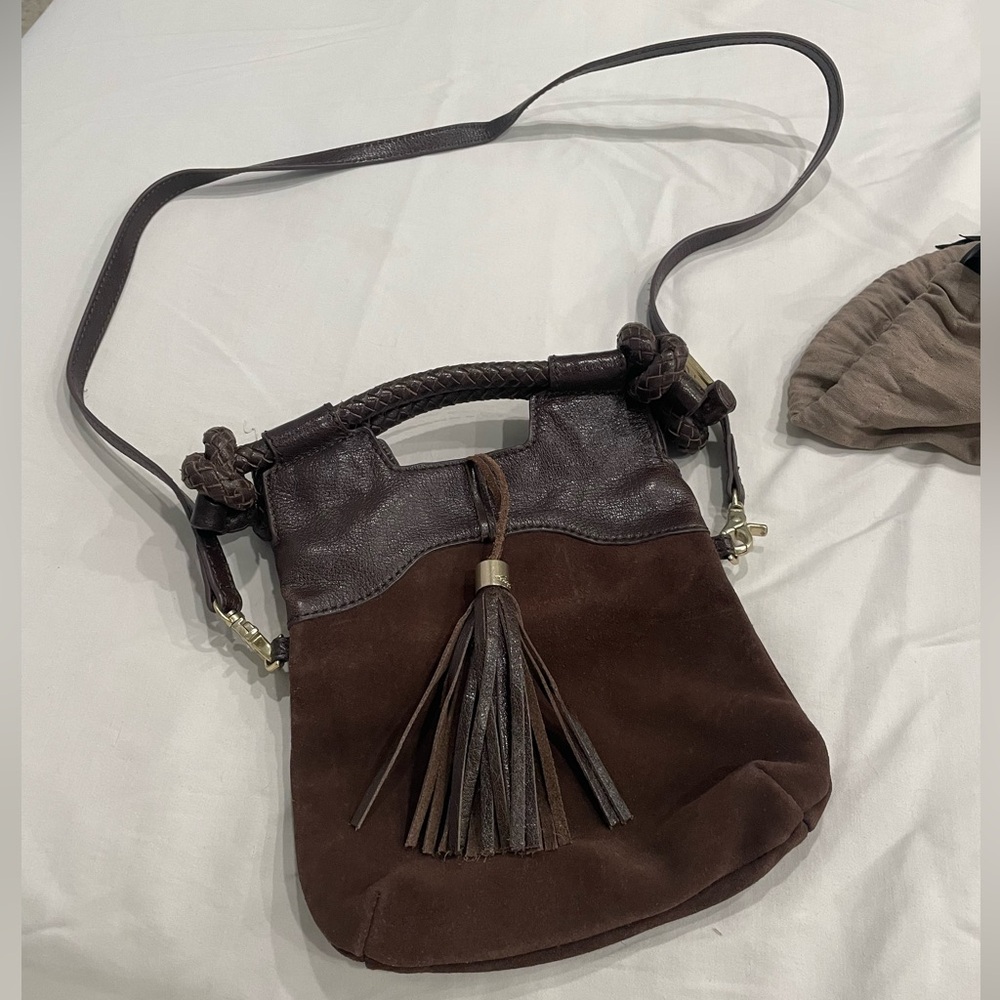 Brown leather foley + Corinna bag.